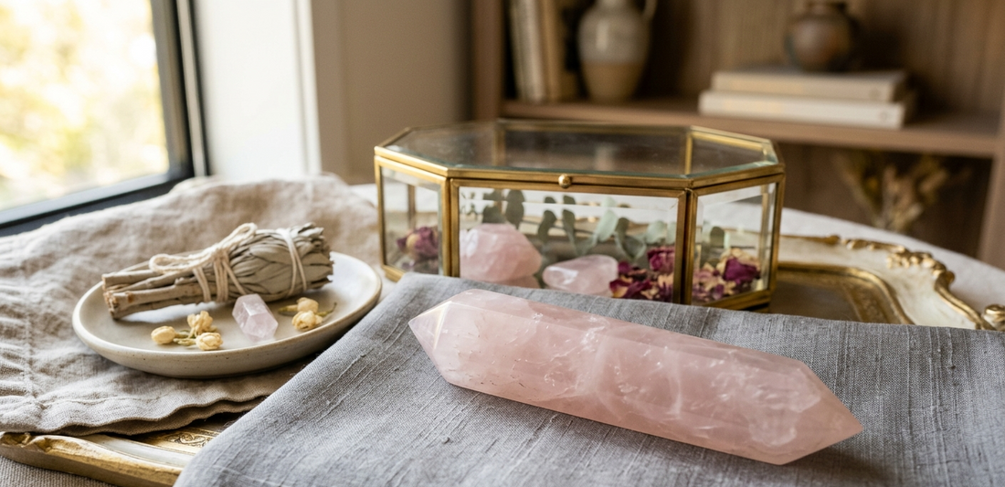 Collector-grade rose quartz specimen displaying deep pink translucency and natural surface luster