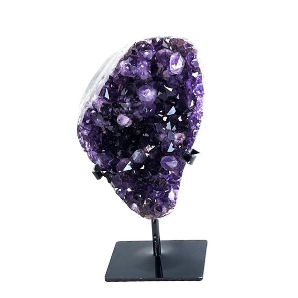 Brazilian Dark Purple Amethyst Geode with Custom Stand - Natural Amethyst Crystal from Brazil 8lbs 6oz, 11 1/4" Tall