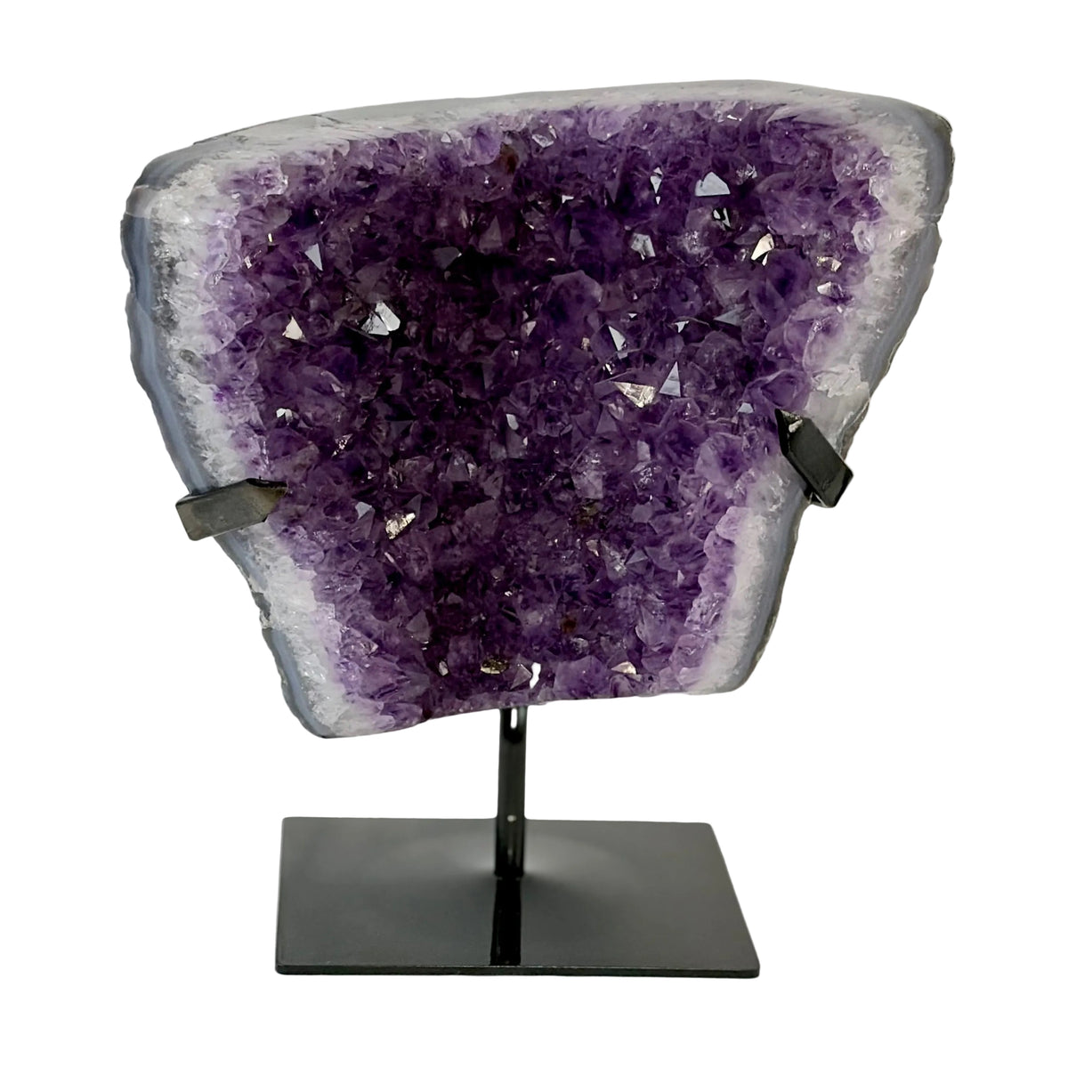 Amethyst Geode from Brazil with Custom Stand – Natural Purple Crystal 8lbs 12oz, 8 1/4" Tall