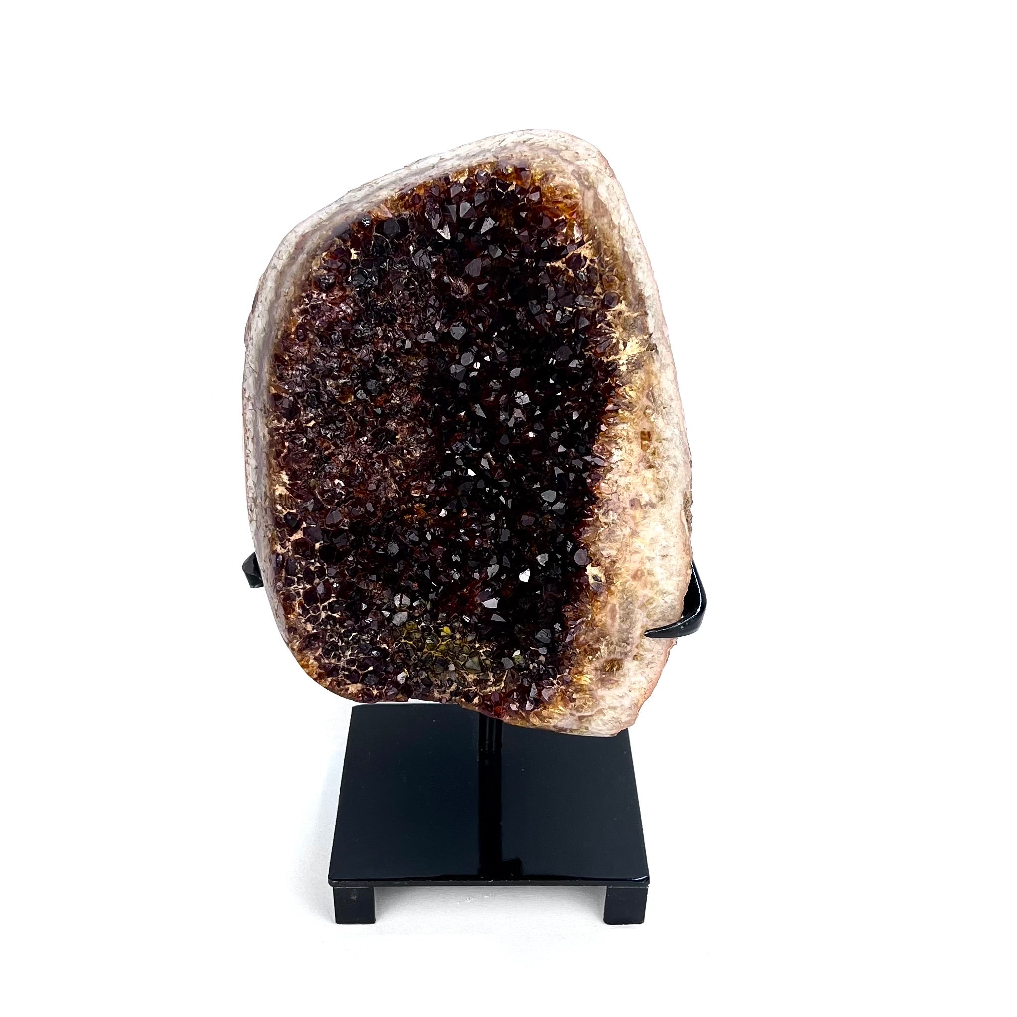 Rare Brazilian Dark Citrine Geode with Custom Stand - Natural Dark Citrine Crystal 8lbs 4oz, 10 5/16" Tall