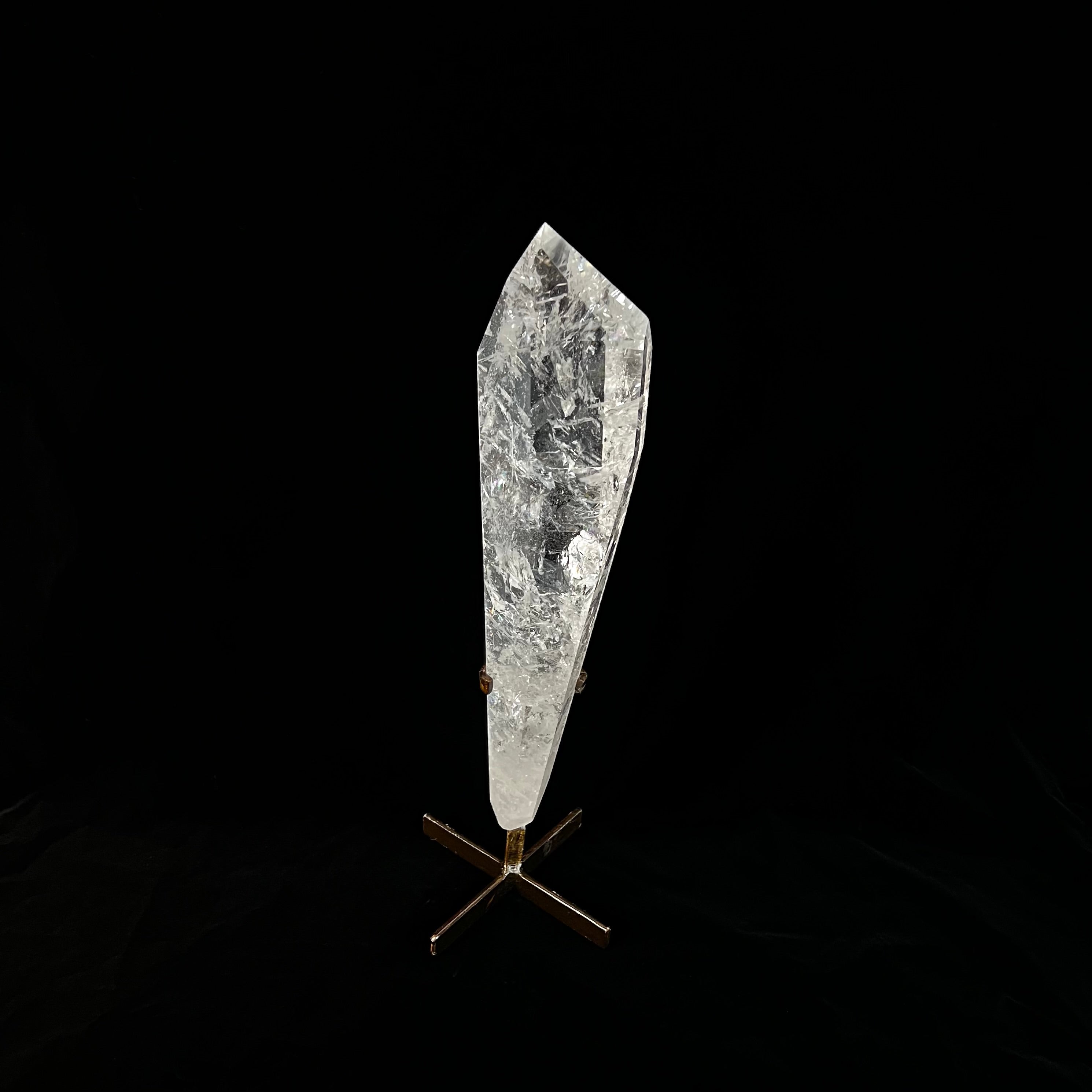 Brazilian Clear Quartz Obelisk on Custom Stand – Natural Clear Crystal 4lbs 10oz, 17" Tall