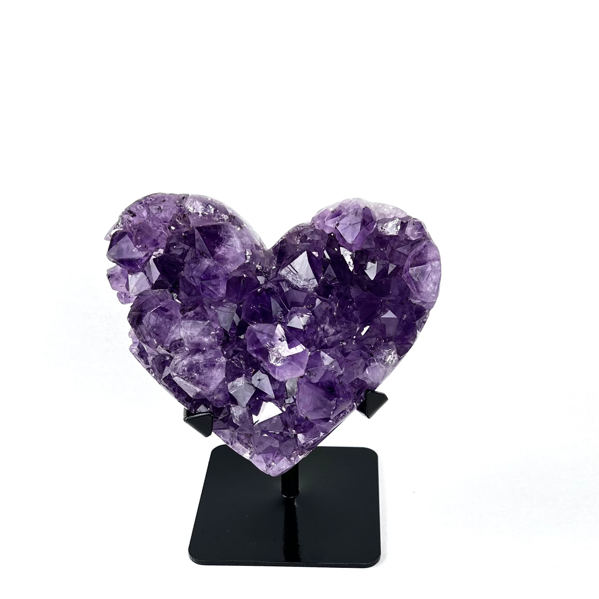 Brazilian Amethyst Heart Crystal with Custom Stand - Natural Purple Amethyst from Brazil 5lbs 7oz 7 5/16" Tall