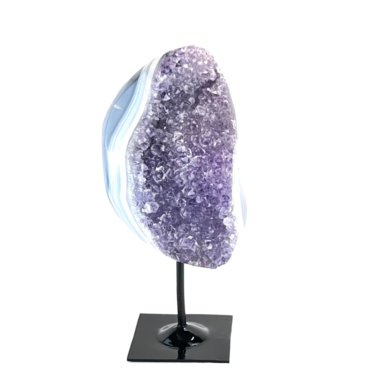 Brazilian Agate & Amethyst Geode with Stand - Natural Light Purple Amethyst Crystal 9lbs 4oz, 12 13/16” Tall