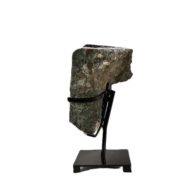 Brazilian Dark Purple Amethyst Geode on Black Stand 19lbs 3oz, 14" Tall