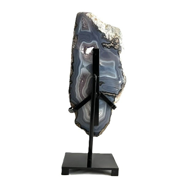 Brazilian Agate & Light Purple Amethyst Geode Slice with Custom Stand 17lbs, 17" Tall