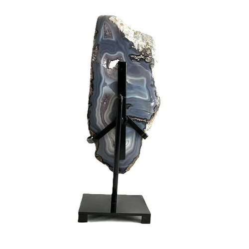 Brazilian Agate & Light Purple Amethyst Geode Slice with Custom Stand 17lbs, 17" Tall
