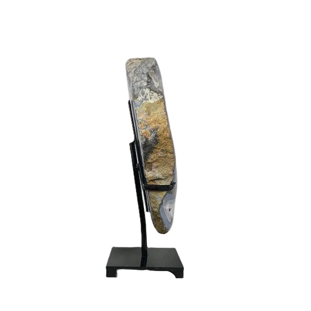 Brazilian Agate & Light Purple Amethyst Geode Slice with Custom Stand 17lbs, 17" Tall
