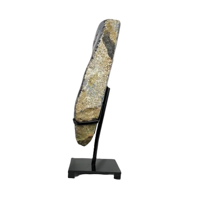 Brazilian Agate & Light Purple Amethyst Geode Slice with Custom Stand 17lbs, 17" Tall
