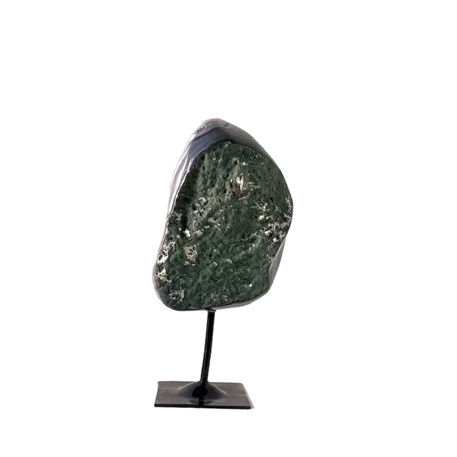 Brazilian Agate & Amethyst Geode on Black Stand 9lbs 4oz, 12 13/16" Tall