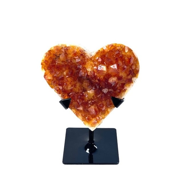 Brazilian Citrine Heart Crystal with Custom Stand - Natural Citrine from Brazil 2lbs 4oz, 6 7/16" Tall