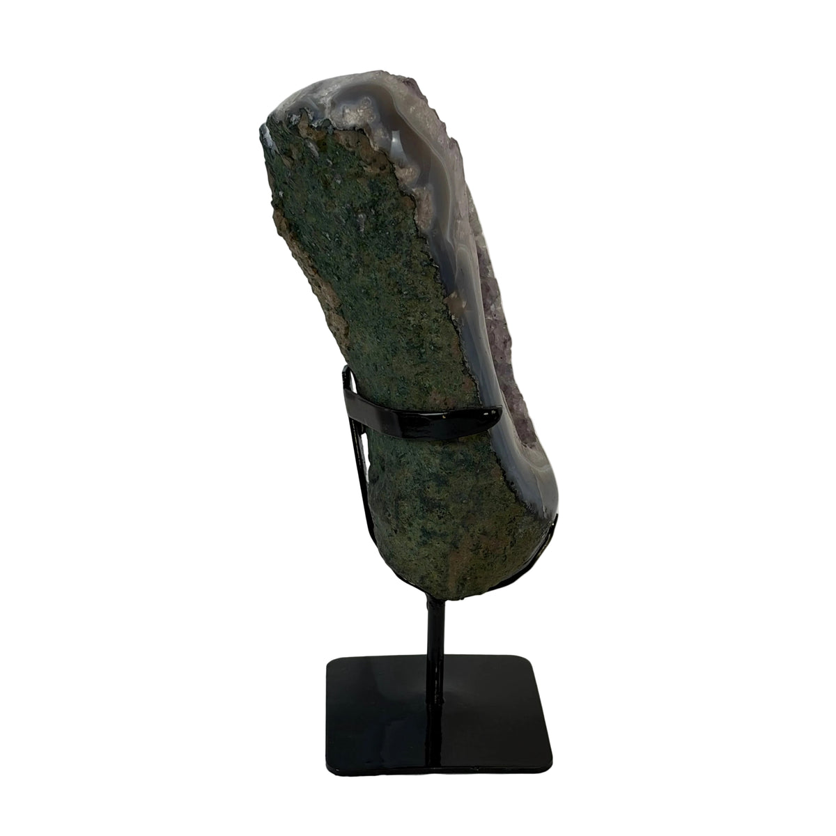 Brazilian Amethyst and Calcite Geode with Custom Stand 6lbs 7oz, 10 1/2" Tall