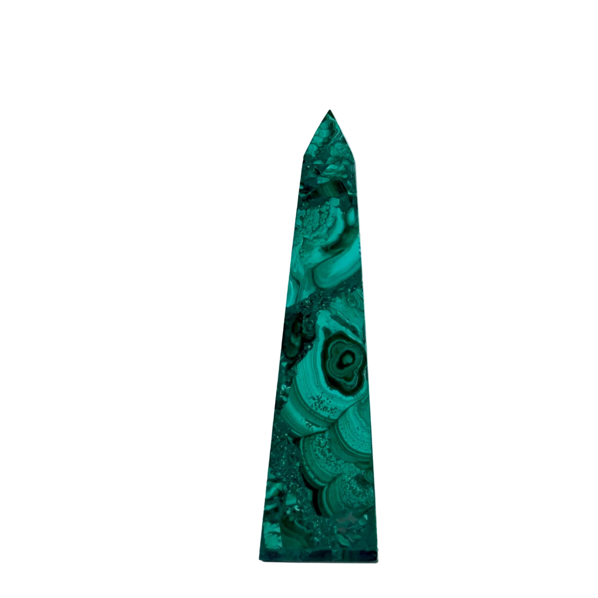 Malachite Obelisk Crystal 8oz, 5 11/16" Tall