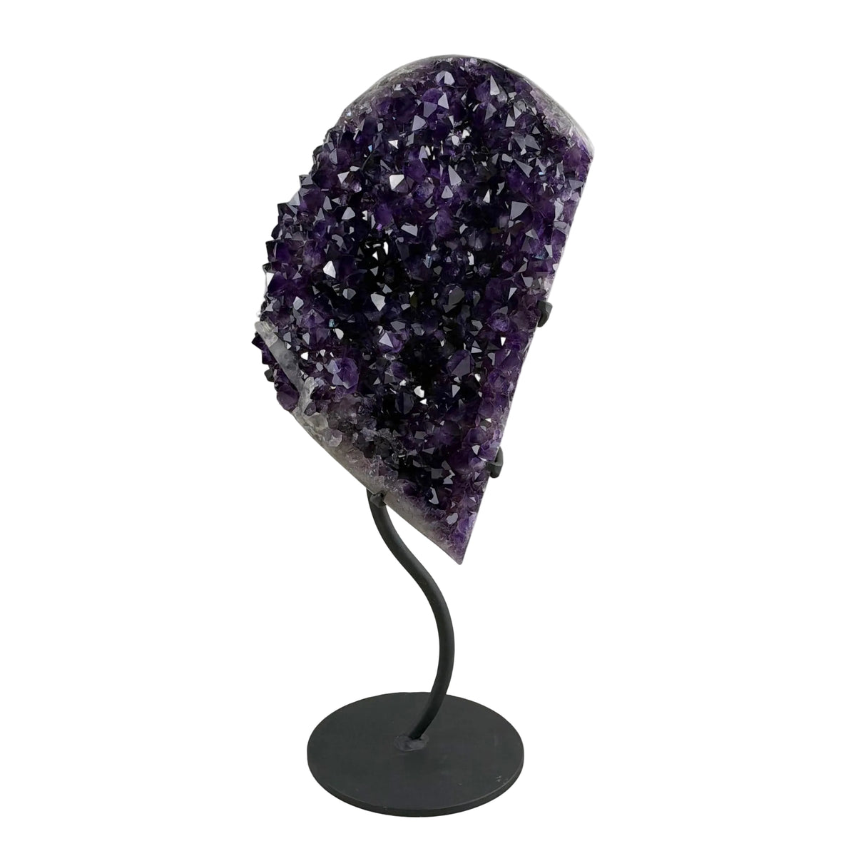 Large Uruguayan Amethyst Geode with Custom Black Stand 23lbs, 19 5/8" Tall