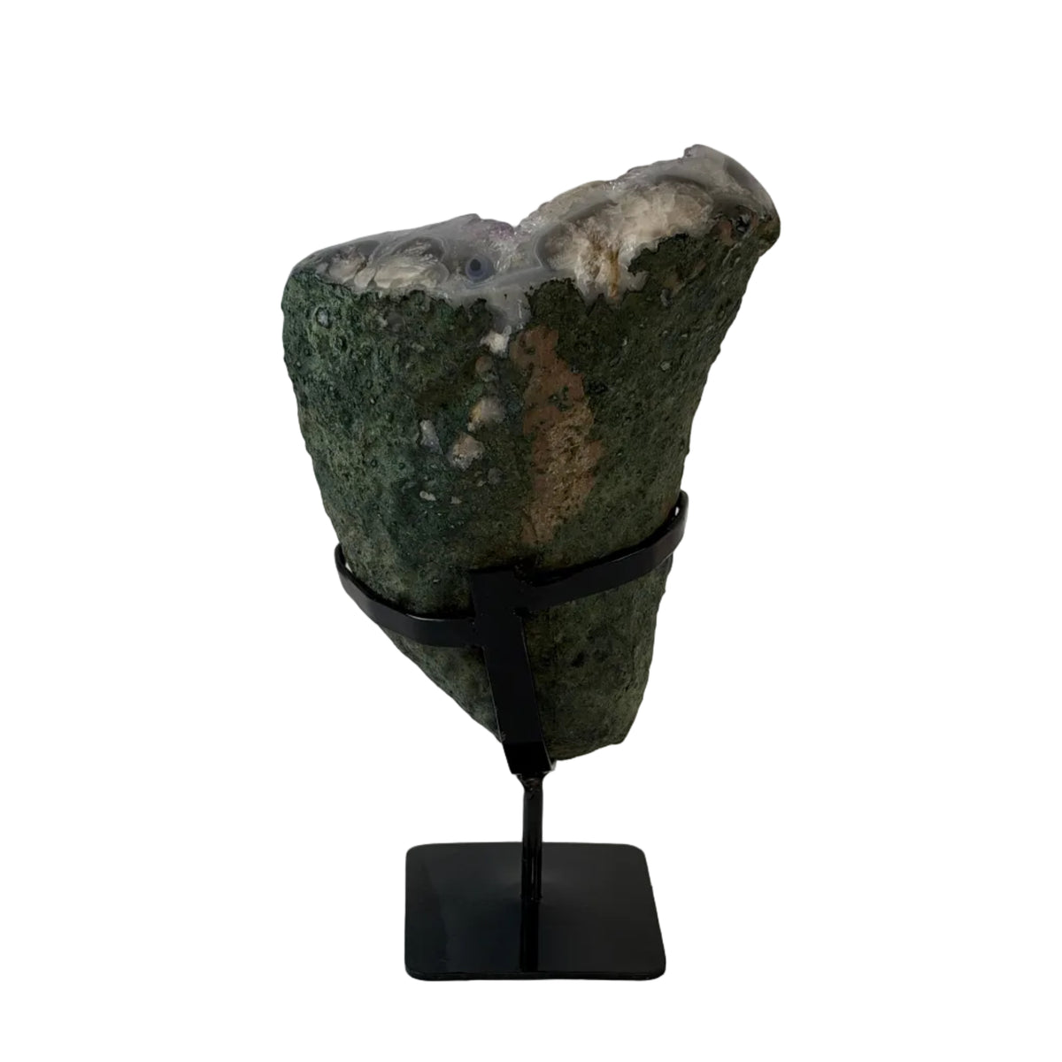Brazilian Amethyst and Calcite Geode with Custom Stand 6lbs 7oz, 10 1/2" Tall