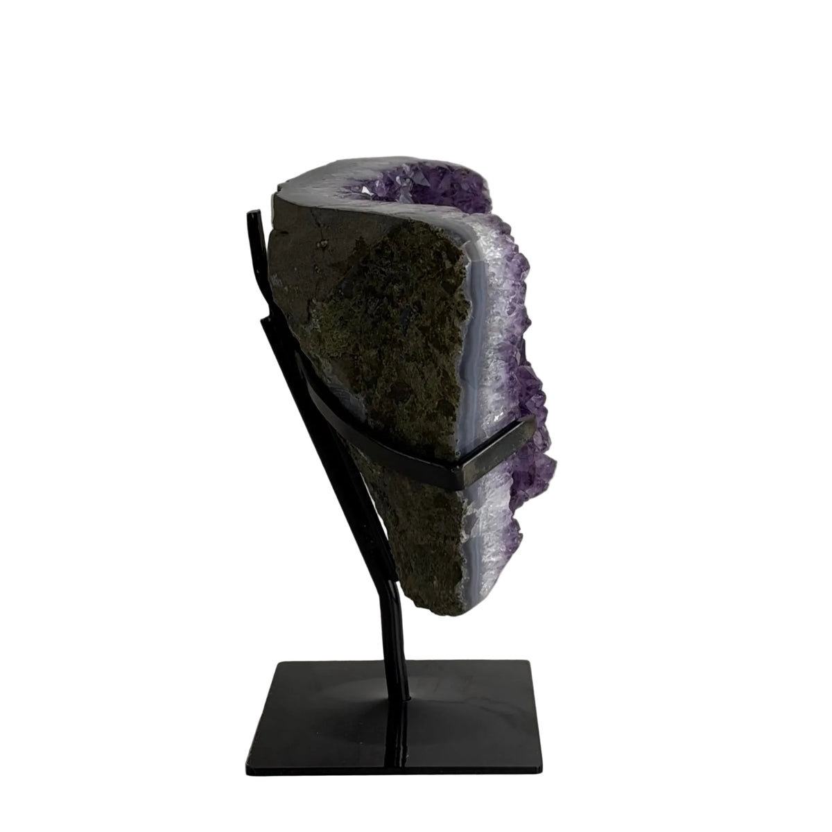Amethyst Geode from Brazil with Custom Stand – Natural Purple Crystal 8lbs 12oz, 8 1/4" Tall