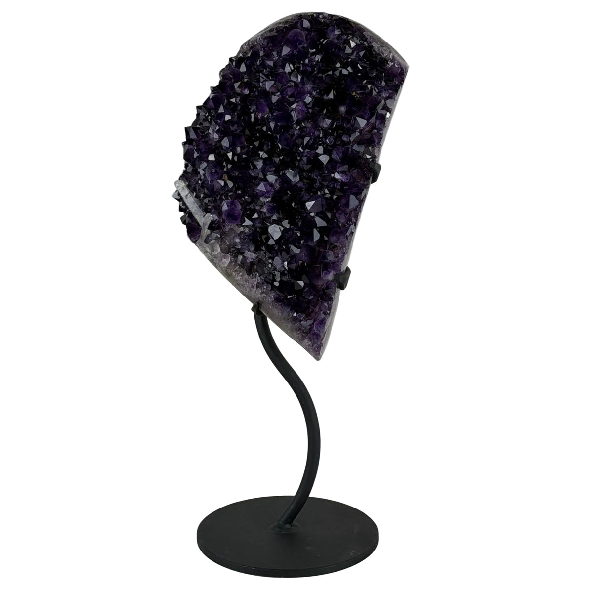 Large Uruguayan Amethyst Geode with Custom Black Stand 23lbs, 19 5/8" Tall