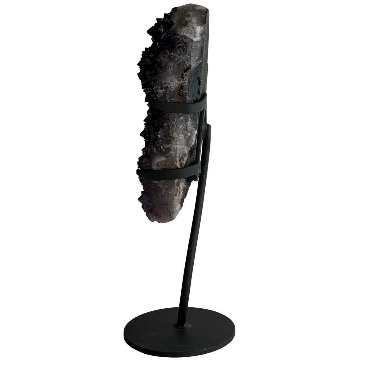 Large Uruguayan Amethyst Geode with Custom Black Stand 23lbs, 19 5/8" Tall