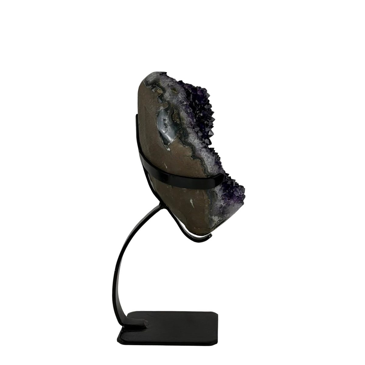 Uruguayan Amethyst Geode on Black Stand 11lbs, 14 5/16" Tall