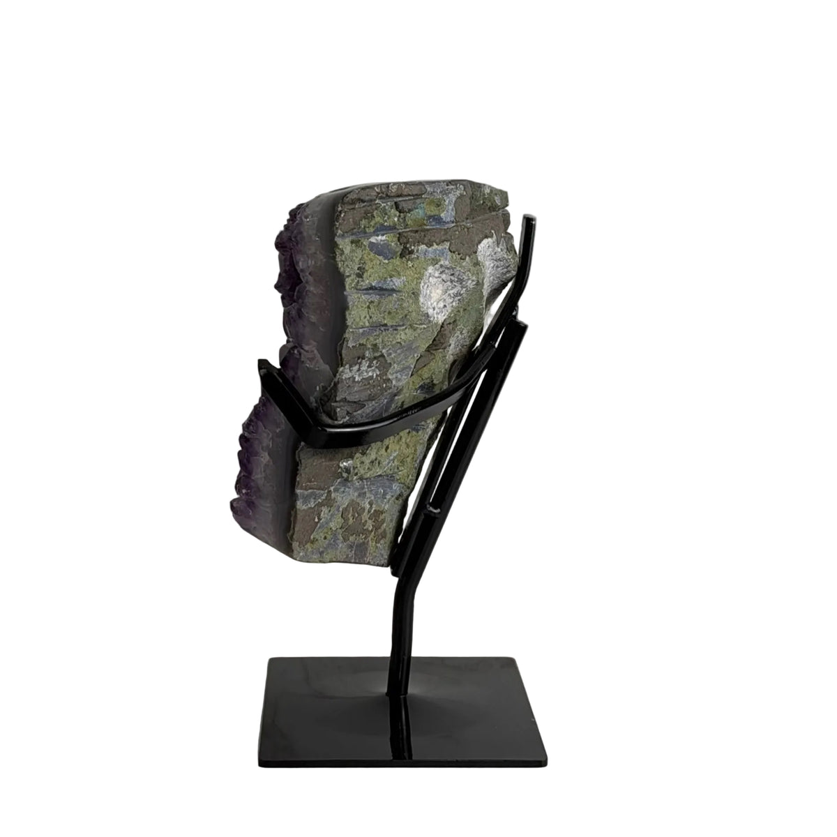 Amethyst Geode from Brazil with Custom Stand – Natural Purple Crystal 8lbs 12oz, 8 1/4" Tall