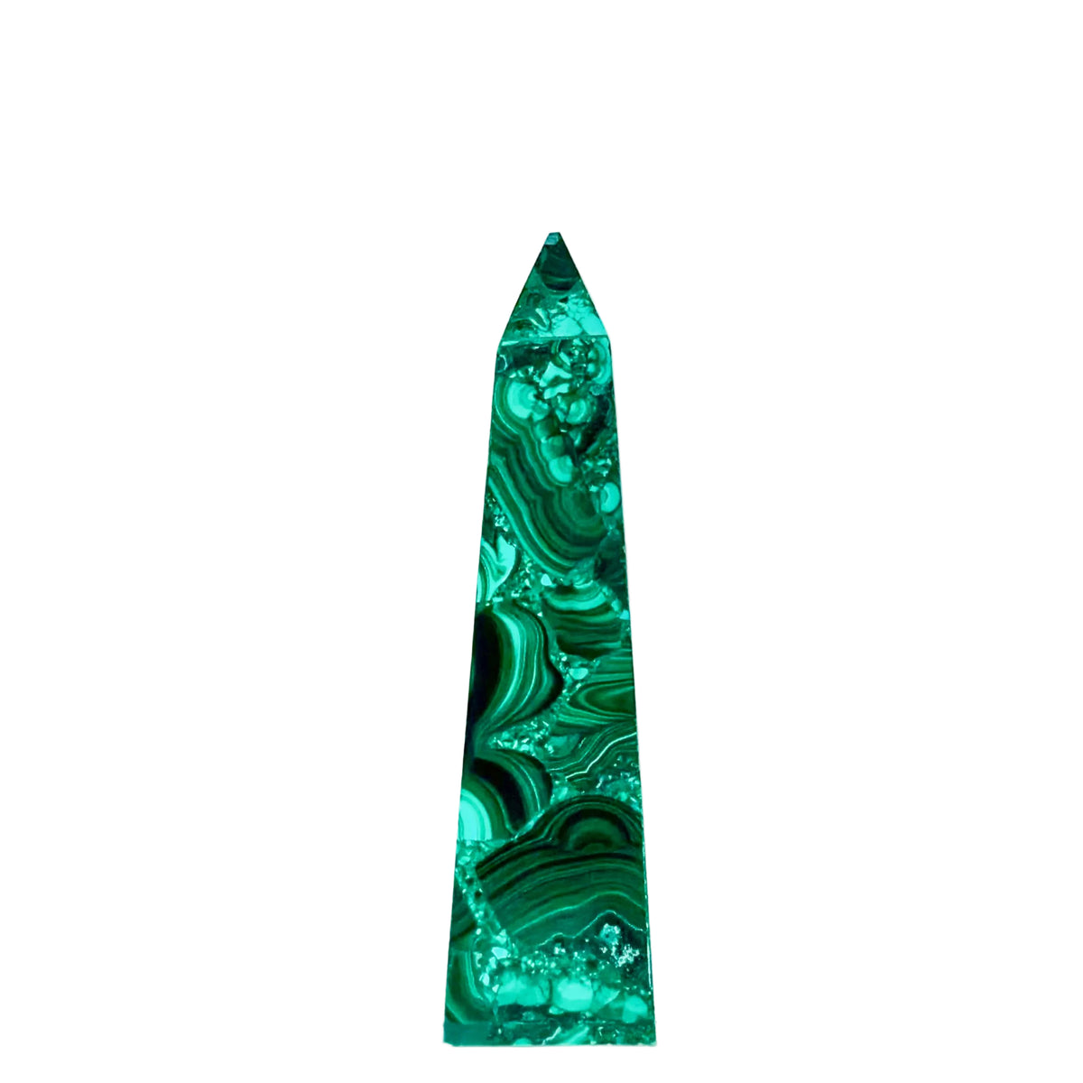 Malachite Obelisk Crystal 8oz, 5 11/16" Tall