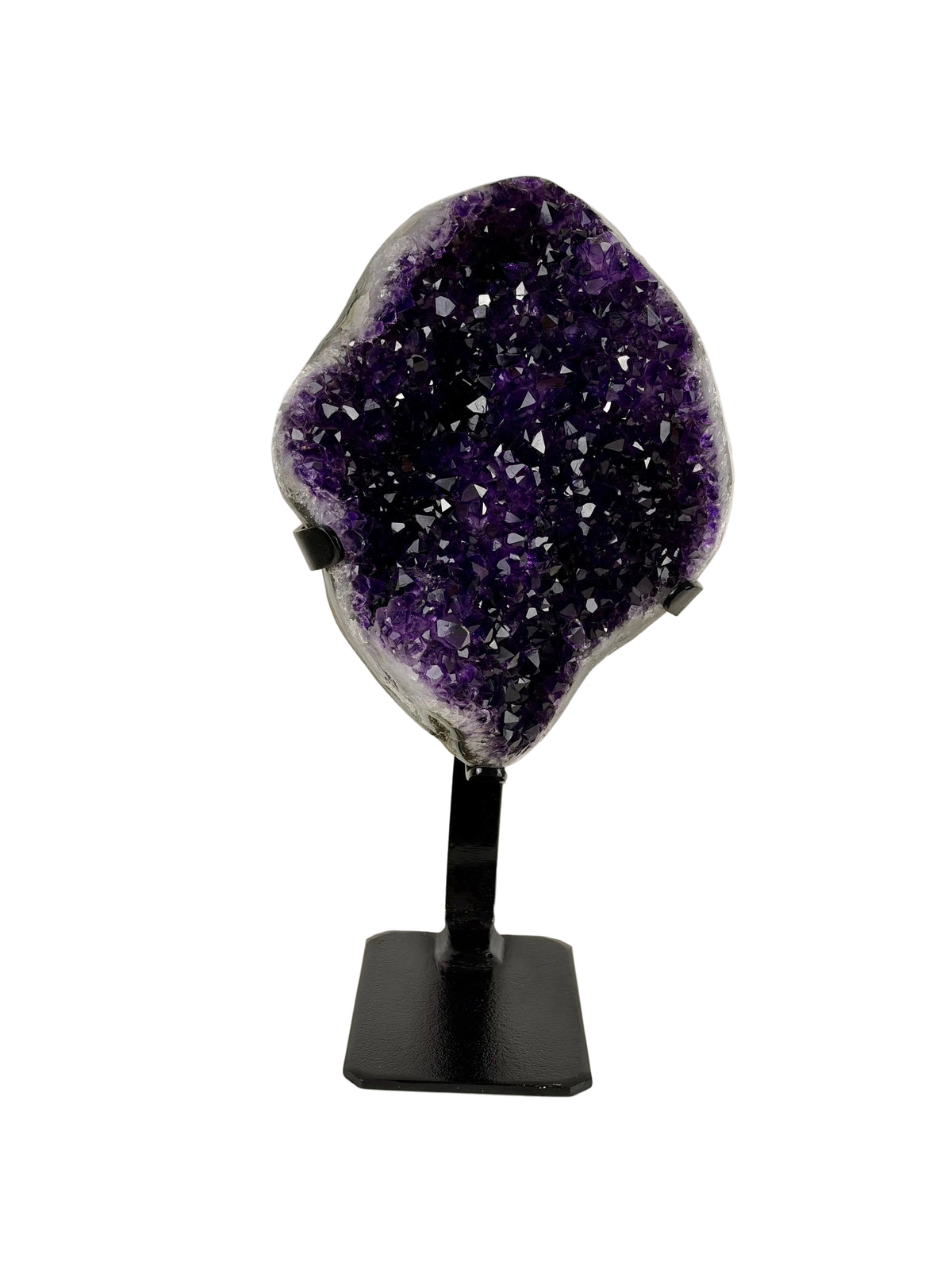 Uruguayan Amethyst Geode on Black Stand 11lbs, 14 5/16" Tall