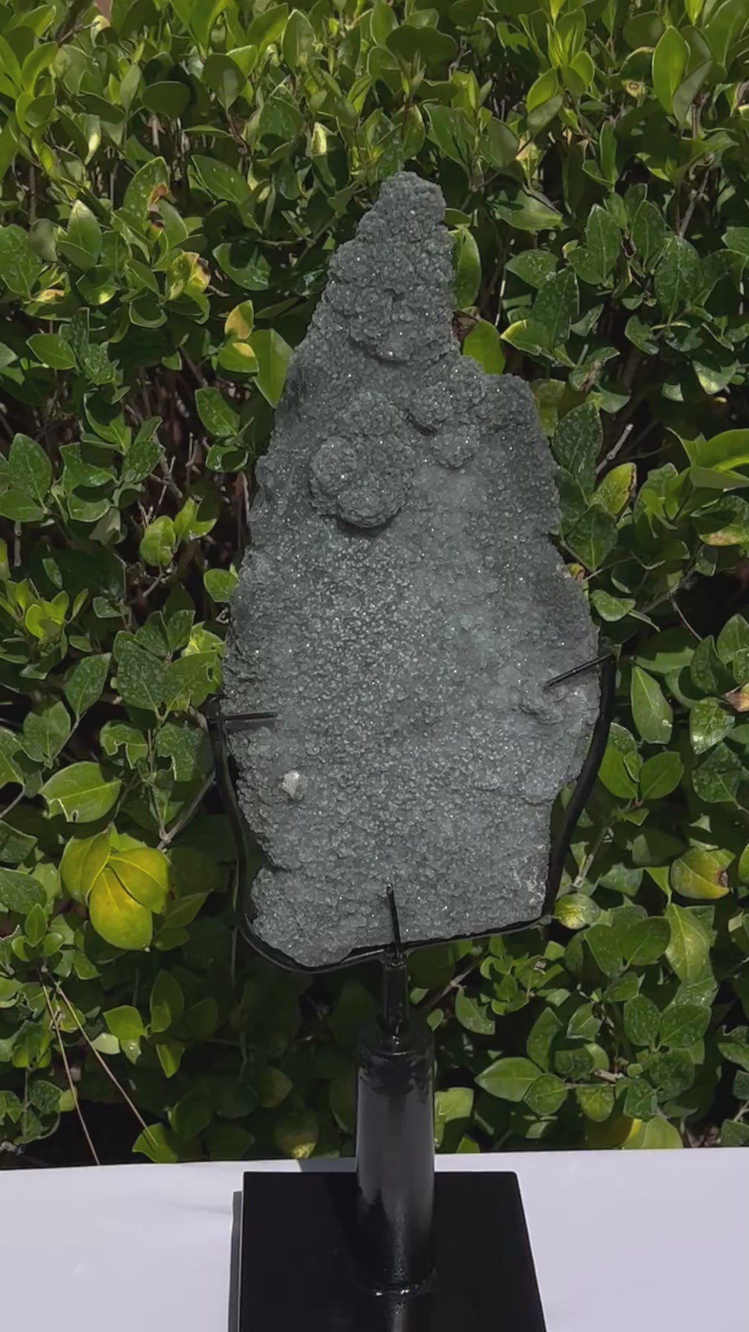 Rare Green Amethyst Freeform on Custom Spinning Stand – Brazil | Natural Prasiolite Crystal Display 9lbs 1oz 22" Tall
