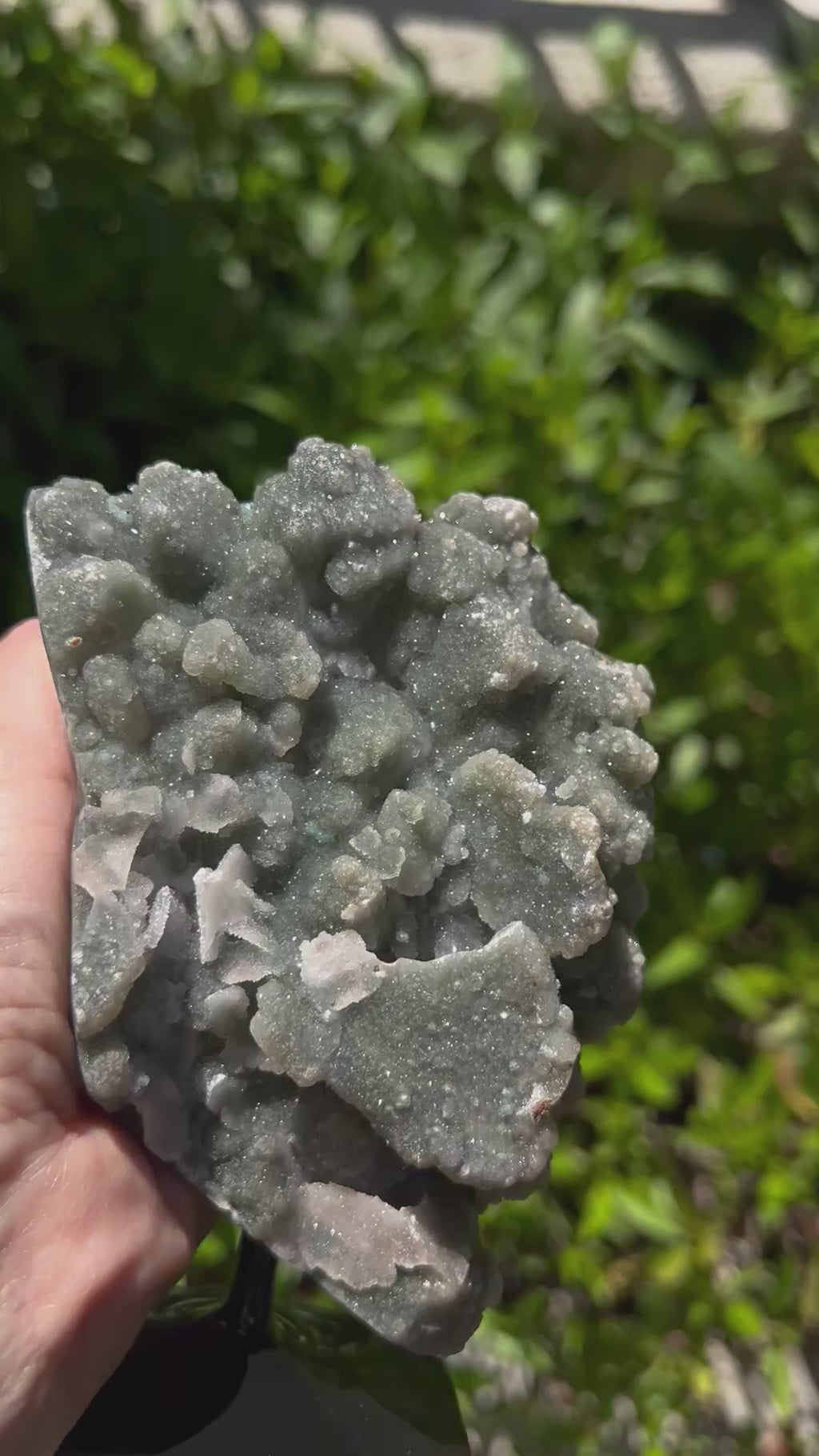 Rare Green Amethyst Freeform on Custom Stand 1lb 12oz, 5 3/4" Tall