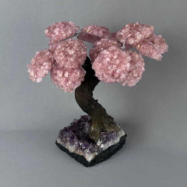 Rose Quartz Crystal Tree - Handcrafted Gemstone Tree for Love & Harmony 3lbs 11oz, 9 5/16" Tall